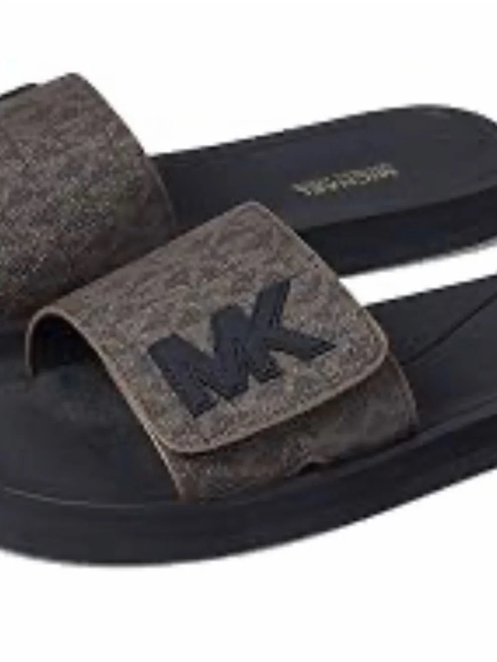 Michael Kors Men's Brown Slide Sandals with Black MK Logo